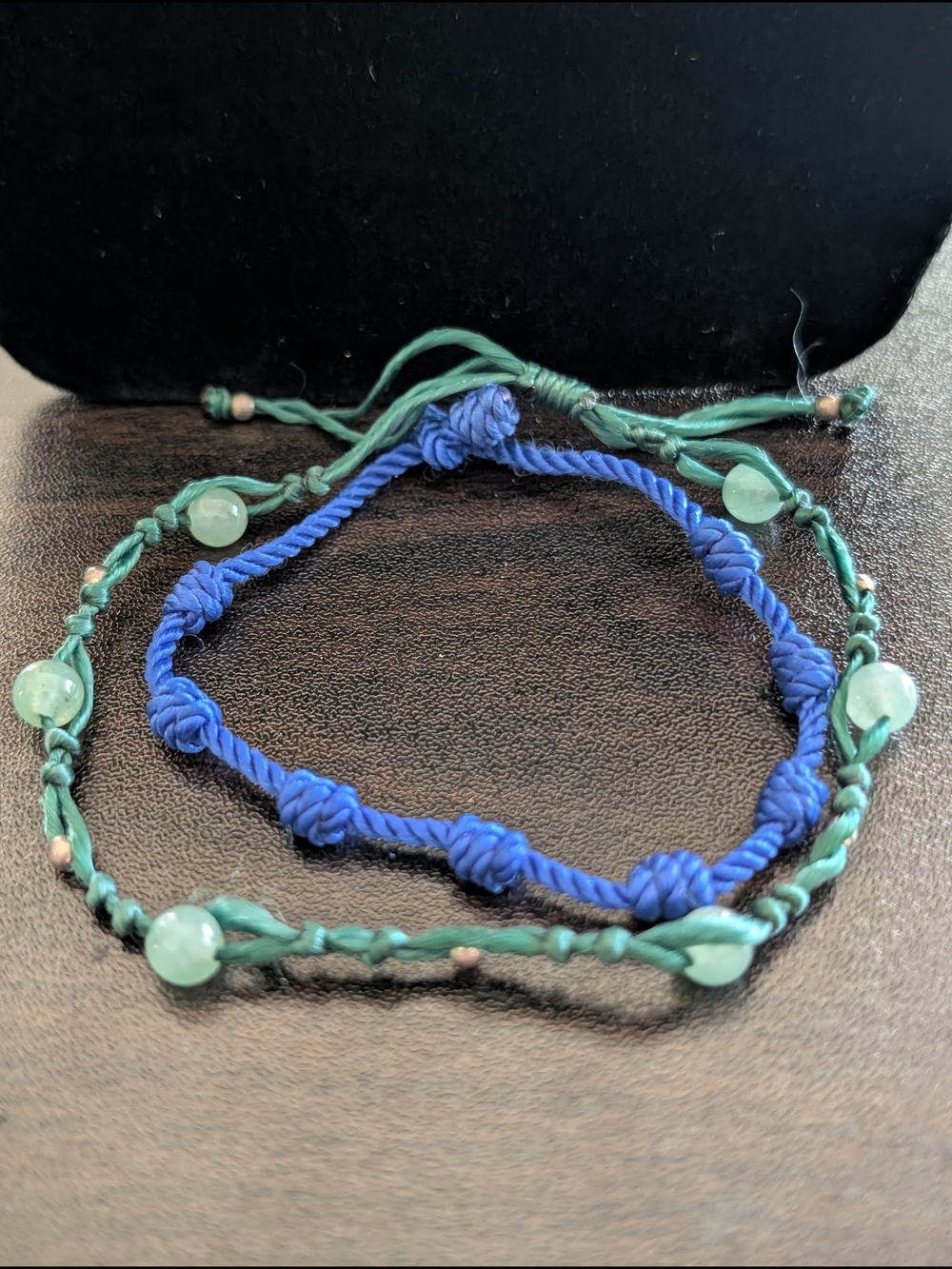 Handmade Blue and Green Knotted Bracelet Set